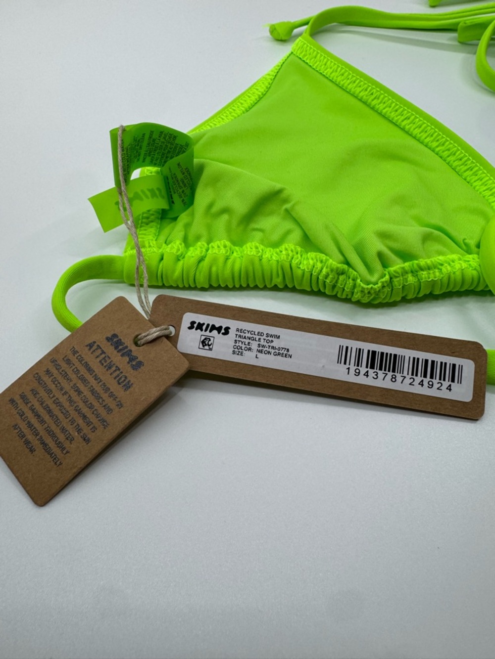 Skims Recycled Swim Triangle Top NWT Neon Green Large - Picture 7 of 8